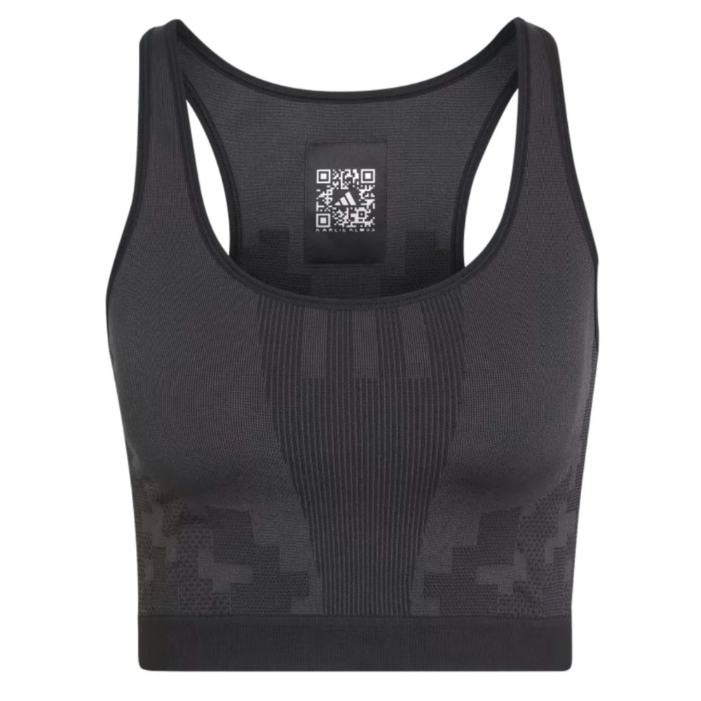 ADIDAS X KARLIE KLOSS WOMEN'S SEAMLESS KNIT LAYERED TOP, CARBON/BLACK - nwt - M